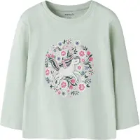 Name it Genser - NmfVeen - Pale Aqua/Unicorn Blomster - - 4 år (104) - Genser