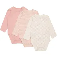 Hust and Claire Body I/e - Blue - 3-pack - Rosa/Hvit - - 62 - Langermet Body