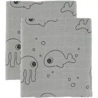 Done by Deer Babysjal - 120x120 - 2 stk. - Sea Friends - Grå - - OneSize - Babysjal