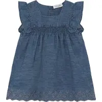 Minymo Kjole - Hullmønster - Falmet Denim - - 1 år (80) - Kjole