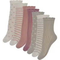 Minymo Sokker - 7-pack - Ash Rose m. Mønster - - 15/18 - Sokker