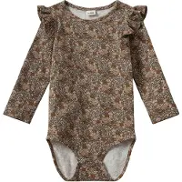 Sofie Schnoor Body I/e - DicteSB - Brown m. Blomster - - 2 år (92) - Langermet Body