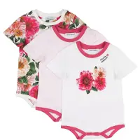Dolce&Gabbana Gaveeske - Bodyer k/e - 3 stk. - Hvit/Rosa - - 18-24 md - Kortermet body