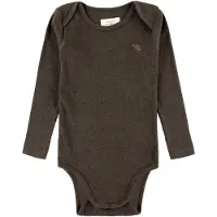 VACVAC Body I/e - Skarlagenrød - Rib - Dark Brown Melert - - 2 år (92) - Langermet Body