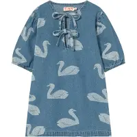 Tiny Cottons Kjole - BIG Svaner - Medium+ Vask Denim - - 10 år (140) - Kjole