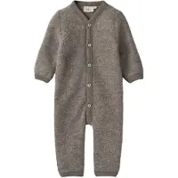 Wheat Vårdress - Ullfleece - Levi - Brown Melange - - 1 år (80) - Vårdress