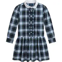 Ralph Lauren Kjole - Navy/Grønn Rutet m. Hvit - - 4 år (104) - Kjole