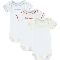 Petit Bateau Bodyer k/e - 3-pack - Hvit m. Trykk - - 3 år (98) - Kortermet body