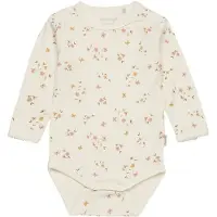 Minymo Body I/e - Bambus - Tilslørt Rose Flower - - 56 - Langermet Body