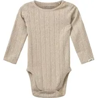 Sofie Schnoor Body I/e - DicteSB - Beige m. Hullmønster - - 62 - Langermet Body