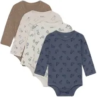 Pippi Baby Bodyer I/e - 4-pack - Flint Stone - - 62 - Langermet Body