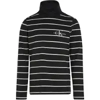 Calvin Klein Genser - Slim Rullehals - Tynn Black Ivory Stripe - - 10 år (140) - Genser