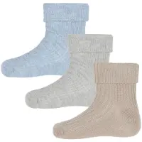 Minymo Sokker - 3-pack - Rib - Vinter Sky - - 23/26 - Sokker