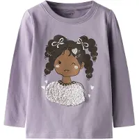Name it Genser - NmfTelia - Lavender Grå m. Trykk - - 6 år (116) - Genser
