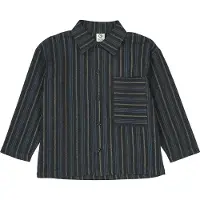 Müsli Skjorte - Stripe - Natt Blue/Mose/Stormfull Blue - - 5 år (110) - Skjorte