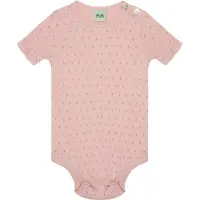 FUB Body k/e - Pale Rose m. Hullmønster - - 1 år (80) - Kortermet body