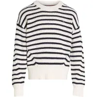 Tommy Hilfiger Genser - Strikk - Essential Stripe - Gamle White - - 4 år (104) - Genser