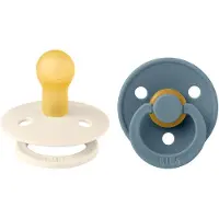 BIBS Colour Smokker - 2-pack - Str. 2 - Rund - Ivory/Petrol - - 6-18 md - Smokk