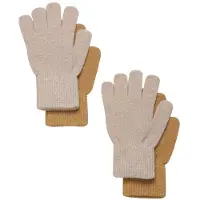 CeLaVi Hansker - Ull/Nylon - 2-pack - Beige Gull m. Glitter - - 1-2 år (80-92) - Handsker