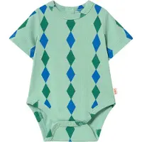 Tiny Cottons Body k/e - Rib - Diamanter - Vasket smaragd - - 12 md - Kortermet body