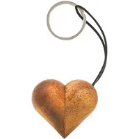 FableWood Hjerte-Nøkkelring - 5 cm - Naturlig - - OneSize - Nøkkelring