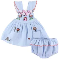 Stella McCartney Kids Spencer m. Bloomers - Lyseblå m. Broderi - - 24 md - Kjole