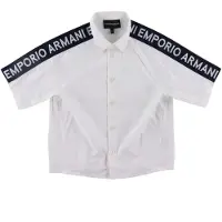 Emporio Armani Skjorte k/e - Hvit/Navy m. Logostripe - - 8 år (128) - Skjorte K/E
