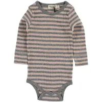 MarMar Body - I/e - Rosa/Grå Stripet - - 68 - Langermet Body