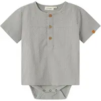 Lil´ Atelier Lil' Atelier Skjorte k/e - NbmHoman - Kalkstein m. Struktur - - 56 - Kortermet body