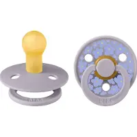 BIBS Colour Smokker - 2-pack - Str. 2 - Rund - Fossil Grey m. Bl - - 6-18 md - Smokk