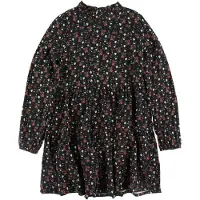 Grunt Kjole - Dora - Svart m. Blomster - - 12 år (152) - Kjole