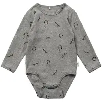Sofie Schnoor Body I/e - Grey Melange m. Trykk - - 1 år (80) - Langermet Body