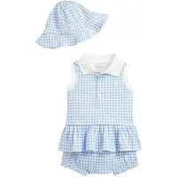 Ralph Lauren Sommersett - Topp/Bloomers/Sommerhatt - Blå Ru - - 74 - Shorts