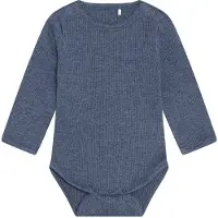 Fixoni Body I/e - Rib - Vintage Indigo Melert - - 1 år (80) - Langermet Body