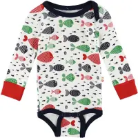 Katvig Body I/e - Hvit m. Fisk - - 56 - Langermet Body