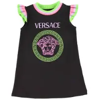 Versace Kjole - Svart m. Neon/Logo - - 24 md - Kjole