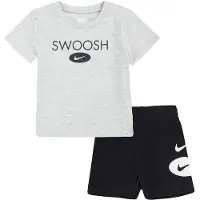 Nike Shorts Sett - T-skjorte/Shorts - Swoosh - Svart/Grå - - 12 md - Shorts