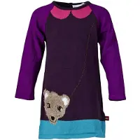 Lego Wear Strikket Kjole - Aubergine m. Bjørn - - 62 - Kjole