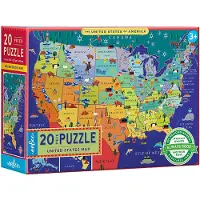 Eeboo Puslespill - 20 Brikker - Stater I USA - - OneSize - Puslespill