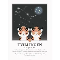 Kids by Friis Plakat - Stjernetegn - Tvillingene - - OneSize - Plakat