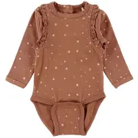 Minymo Body I/e - Brun m. Prikker - - 62 - Langermet Body