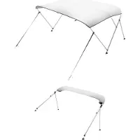 Vevor 3-baugs biminitopp for båt, 600D polyesterkapell med ramme i aluminiumslegering, vanntett og solskjermende båtmarkisekapell med oppbevaringspose, 2 støttestenger, 4 stropper, 6' L x (54"-60") B
