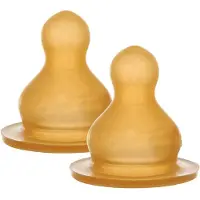 Hevea Flasketuter til Baby - 2-pack - Naturgummi - Slow Flow - - 0-3 md - Flasketut
