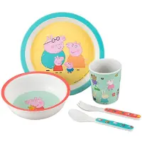 Petit Jour Paris Spisesett - Melamin - 5 Deler - Peppa Gris - - OneSize - Spisesett