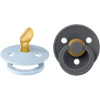BIBS Colour Smokker - 2-pack - Str. 2 - Anatomisk - Iron/Baby Bl - - 6-18 md - Smokk