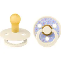 BIBS Colour Smokker - 2-pack - Str. 1 - Rund - Ivory m. Blomster - - 0-6 md - Smokk