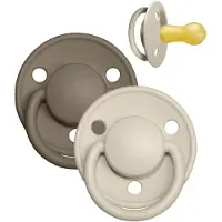 BIBS De Lux Smokker - Str. 2 - 2-pack - Rund - Vanilla/Dark Oak - - 6-18 md - Smokk