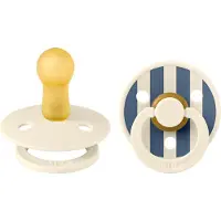 BIBS Colour Smokker - 2-pack - Str. 2 - Rund - Ivory/Steel Blue - - 6-18 md - Smokk