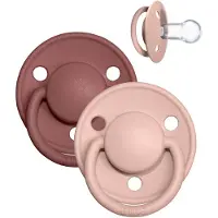 BIBS Luksusen Smokker - 2-pack - Rund - Skogmurmeldyr/Blush - - 0-3 år - Smokk