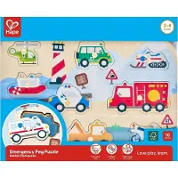 Hape Puslespill - Tre - 9 Brikker - Redningskjøretøy - - OneSize - Puslespill